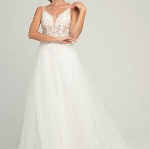 Illusion V-Neck Lace A-Line Wedding Dress ACSU063